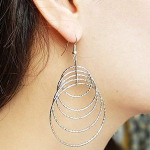 2 pairs  multi hoop diamond cut GORGEOUS earrings